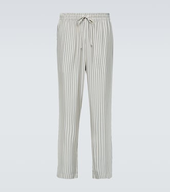 Pantalones rectos de seda a rayas | Le Kasha