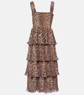 Robe midi à motif léopard | Ganni