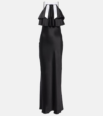 Vestido de fiesta de satén de seda con volantes | Rodarte