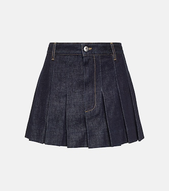 Minifalda plisada de denim | Bottega Veneta