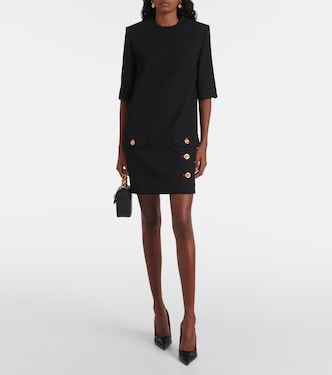 Vestido corto de gabardina de lana | Versace