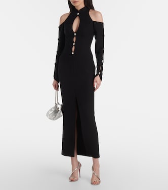 Robe midi en crêpe à cristaux | Rasario