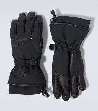 Adriano leather-trimmed ski gloves | Bogner
