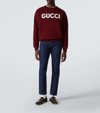 Jeans tapered in canvas GG a vita media | Gucci