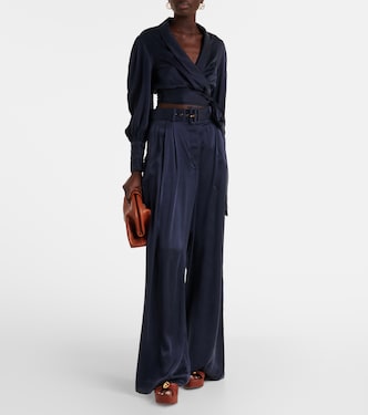 Pantaloni a gamba larga Tuck in seta | Zimmermann