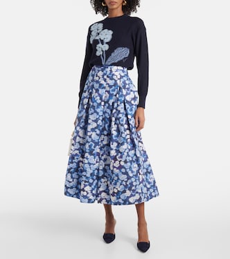 Falda midi de algodón floral plisada | Erdem
