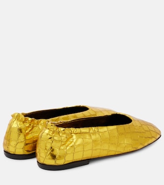 Ballerines en cuir métallisé embossé | Dries Van Noten