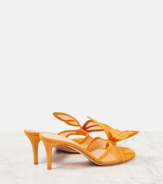 Ilia suede-trimmed mesh mules | Gianvito Rossi