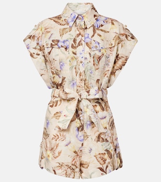 Floral linen romper | Zimmermann