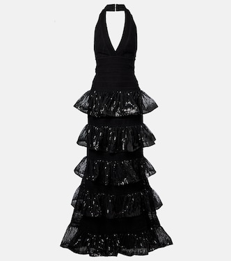 Vestido de fiesta de macramé con lentejuelas | Elie Saab