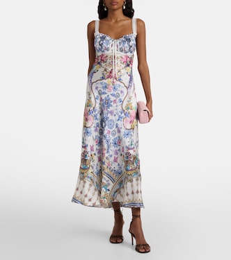 Embellished printed silk satin midi dress | Camilla