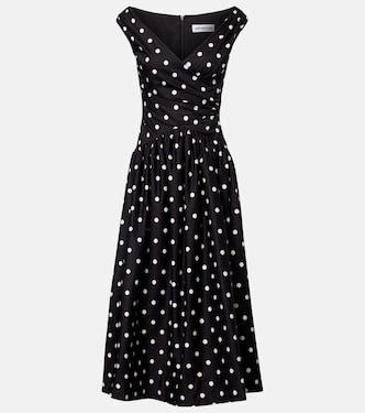 Polka-dot off-shoulder cotton midi dress | Self-Portrait
