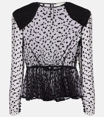 Polka-dot peplum cotton-blend tulle top | Chloé