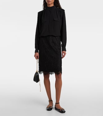 Floral cotton-blend lace midi skirt | Chloé