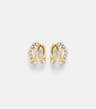 Wave 14kt gold (585/1000) huggie earrings with diamonds | Mateo