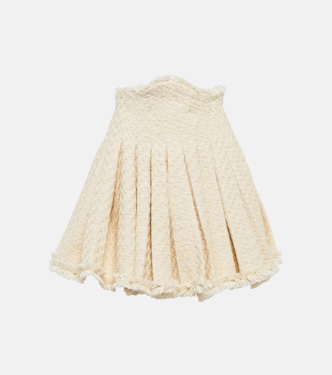 Jupe plissée en tweed de coton mélangé | Balmain