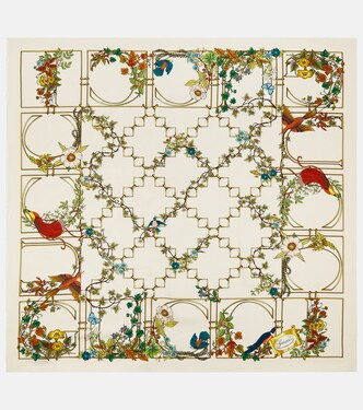 Foulard in twill di seta con stampa | Gucci