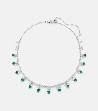 Choker in oro bianco 18kt con smeraldi e diamanti | Kamyen
