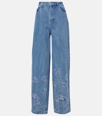 Floral embellished wide-leg jeans | Rotate
