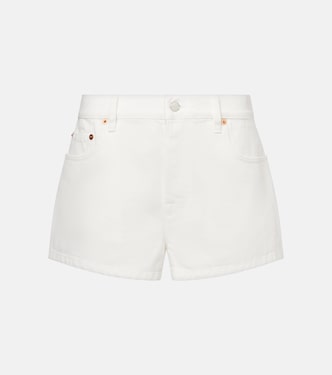 Shorts de denim con piel | Gucci