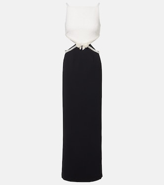 Faux pearl cutout crêpe gown | Self-Portrait