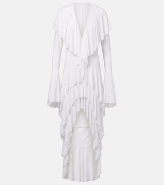 Tiered ruffled asymmetric maxi dress | Norma Kamali
