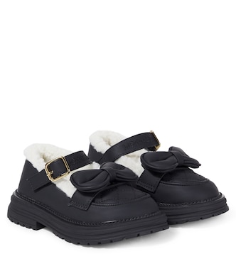 Faux shearling-lined Mary Jane flats | Monnalisa