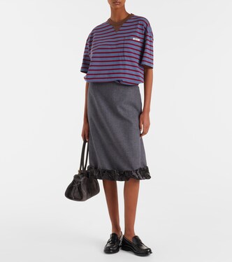 Midirock aus Wolle mit Satin | Prada