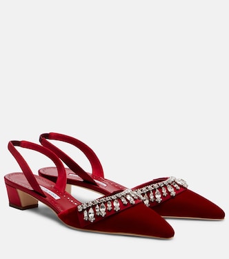 Verzierte Slingback-Pumps Bequila 30 aus Samt | Manolo Blahnik