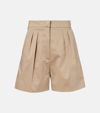 Tabacco pleated cotton-blend shorts | Max Mara