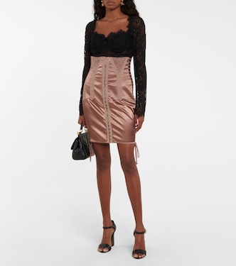 Mini-jupe à taille haute en satin | Dolce&Gabbana