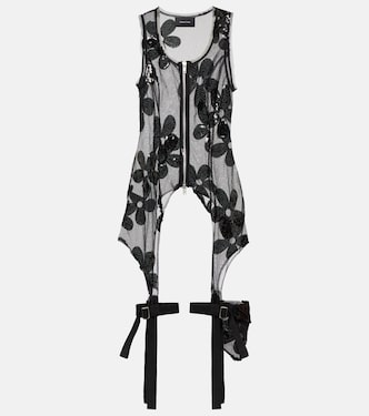 Sequined zip-up tulle top | Simone Rocha