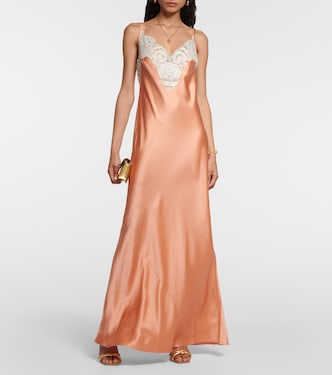 Maxikleid Danseurs aus Seide mit Spitze | SIR