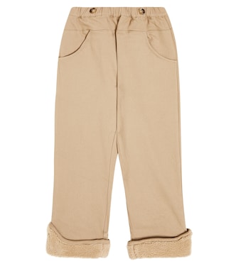 Jour cotton faux fur-trimmed pants | Donsje
