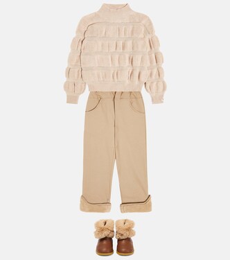 Hose Jour aus Baumwolle mit Faux Fur | Donsje
