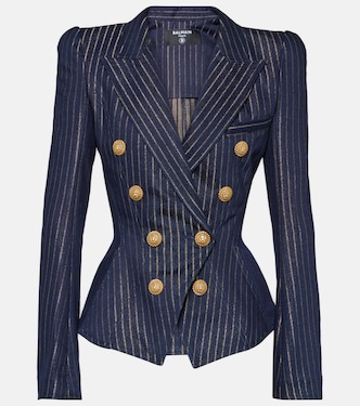  Lurex® pinstripe denim blazer | Balmain