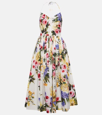Robe midi en coton à fleurs | Dolce&Gabbana