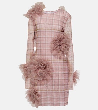 Miniabito Dinana a quadri con applicazioni floreaeli | Acne Studios