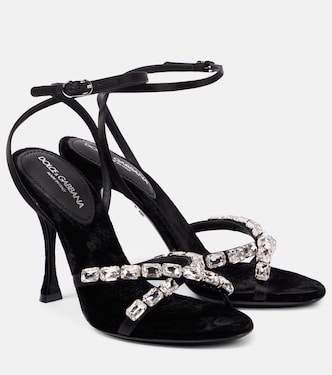 Crystal-embellished satin sandals | Dolce&Gabbana