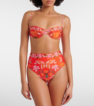 Printed high-rise bikini bottoms | Farm Rio