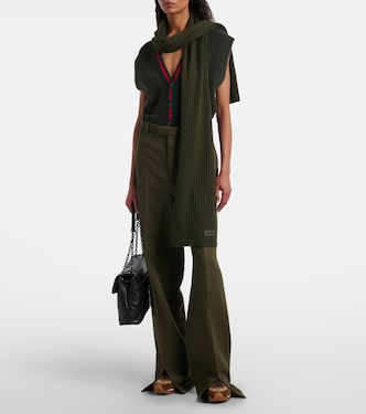 Logo ribbed-knit wool scarf | Gucci