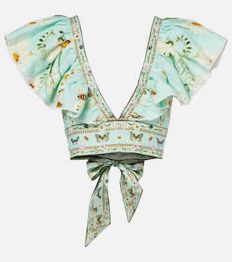 Crop top Floral Freefall de lino  | Camilla