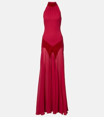 Velvet-trimmed silk georgette gown | McQueen