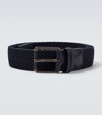 Braided leather-trimmed belt | Zegna