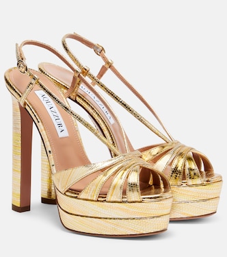 Plateausandalen Aimée 130 aus Metallic-Leder | Aquazzura