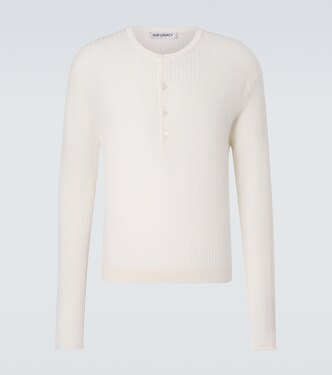 Fine ribbed-knit cotton Henley shirt | Our Legacy