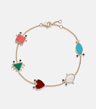 Petits Personnages 9kt gold bracelet with gemstones | Yvonne Léon