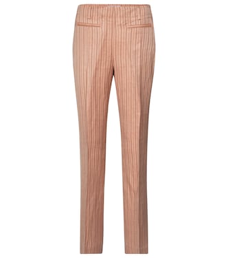 High-rise straight linen-blend pants | Acne Studios