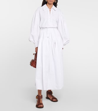 Jupe longue à taille mi-haute en coton | Chloé