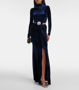 Crystal-embellished velvet maxi dress | Rabanne